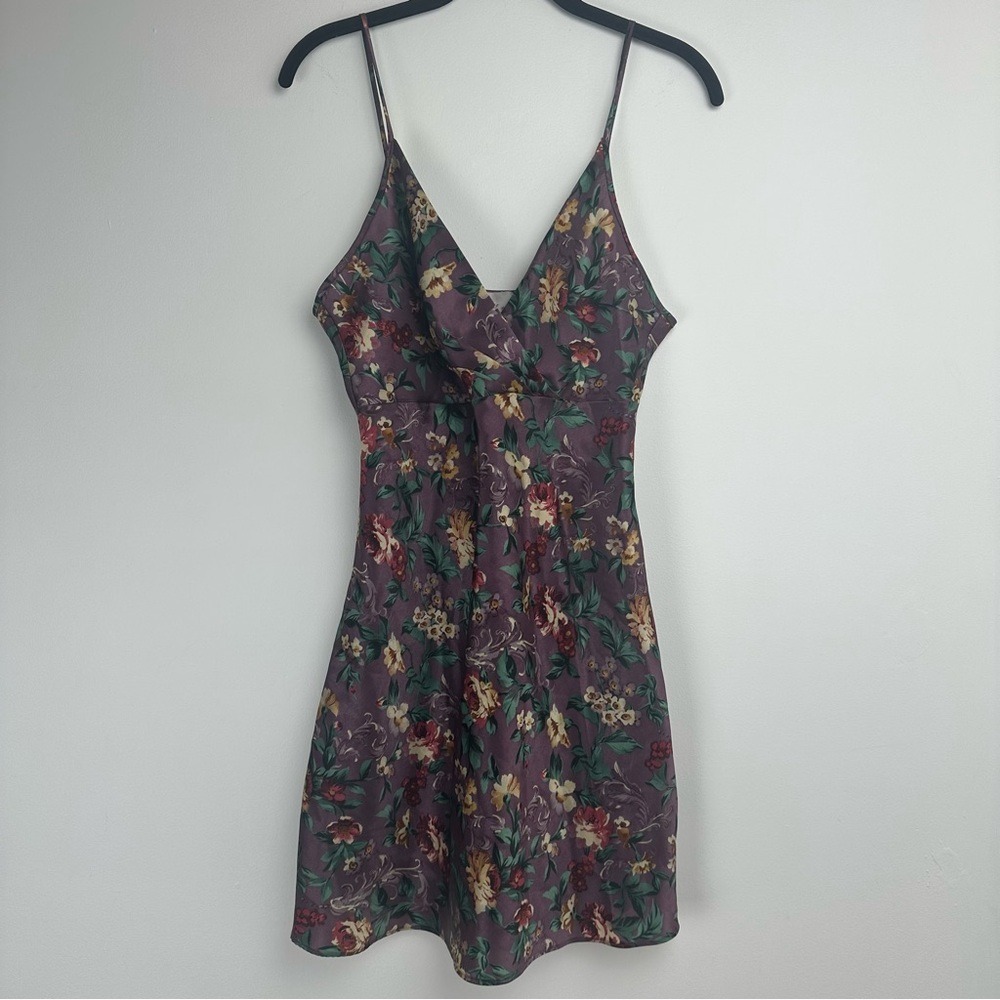 OYO Slip Dress Size Medium Purple Floral Y2K Dark Romantic Babydoll Fairy